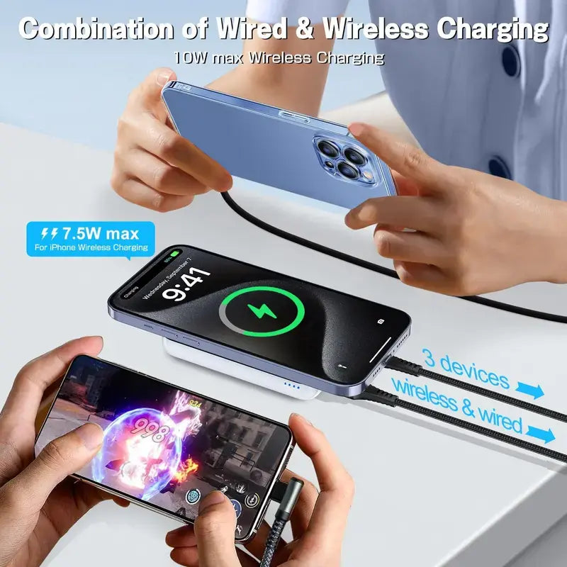  Magnetic Power Bank, Magsafe-Compatible Wireless Portable Charger, Fast Charging Compact Phone Battery Pack for Iphone 17-12 Series Smartphone