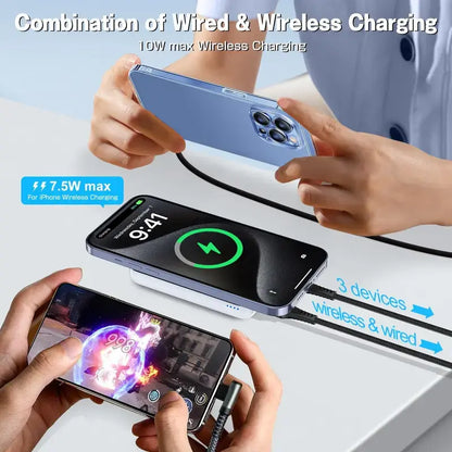  Magnetic Power Bank, Magsafe-Compatible Wireless Portable Charger, Fast Charging Compact Phone Battery Pack for Iphone 17-12 Series Smartphone